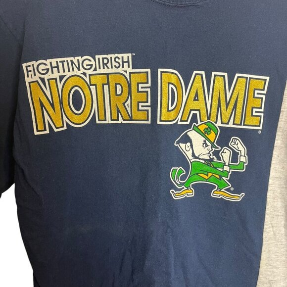 Vintage Notre Dame Fighting Irish Tee Shirt Size M Blue Gray Retro Colorblock - Picture 3 of 7